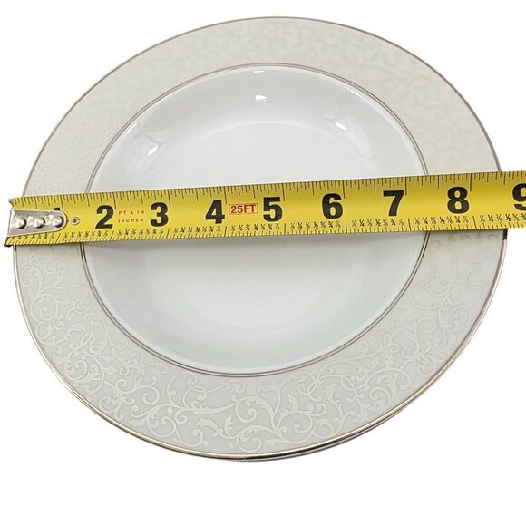 Mikasa Fine China Parchment Platinum Trim Rimmed Soup Salad Bowls – Set of 4 - Picture 7 of 16